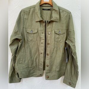 NWT TAHARI Lightweight Olive Green Jacket/TAHARI Casual Jacket Green Size LARGE